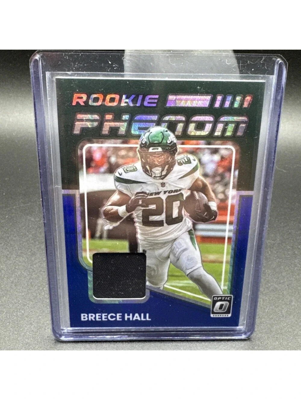 Breece Hall Rookie Phenom Optic No. RP-BH Panini 2022 with Swatch